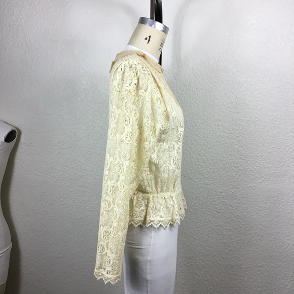 Outback Red Blouse Size S Sheer Vintage  Victorian 1970s Lace Long Sleev… - Picture 2 of 16